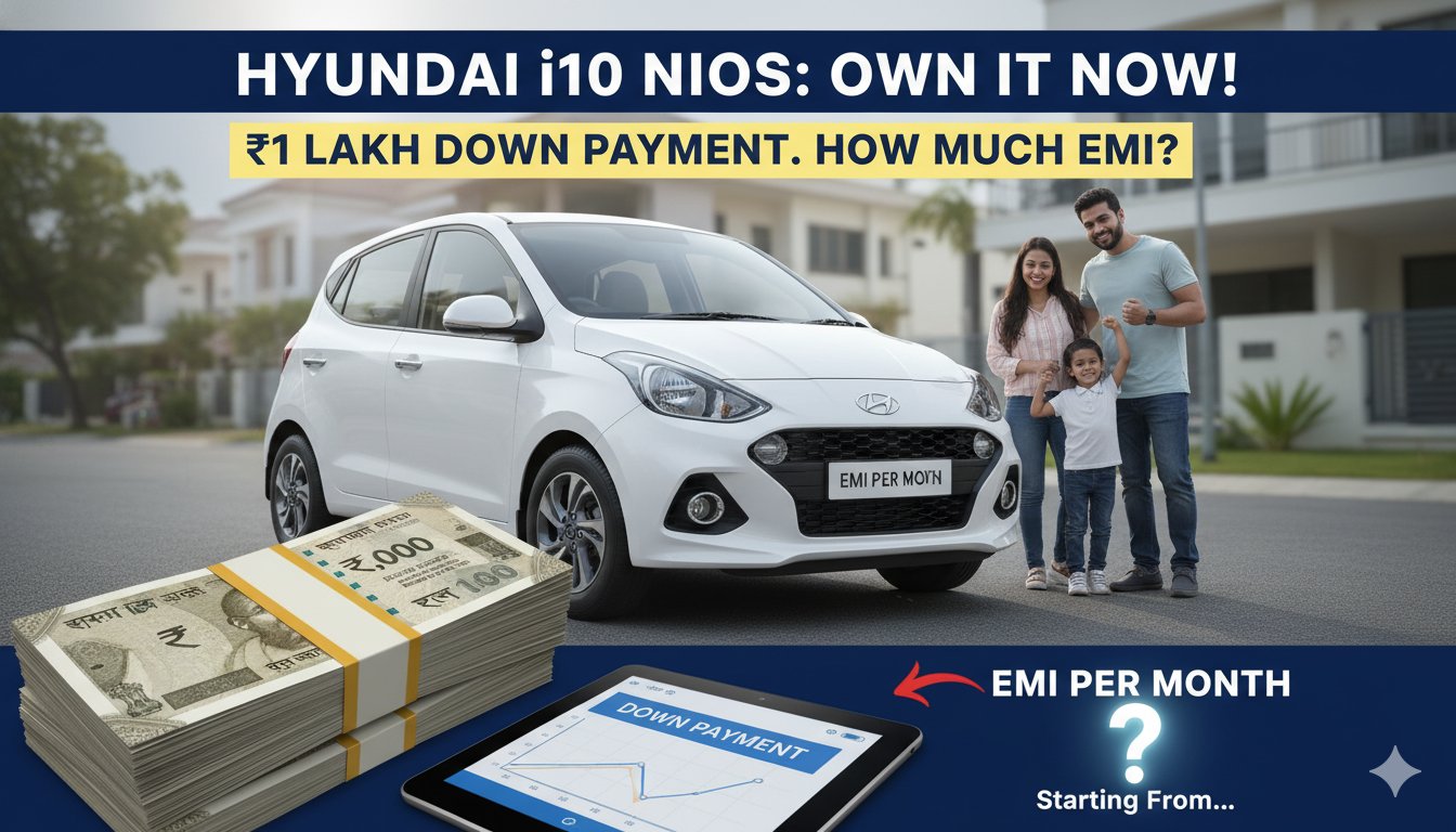 Hyundai Grand i10 Nios Era बेस वेरिएंट की सफेद कलर में फ्रंट व्यू, भारत में उपलब्ध किफायती हैचबैक