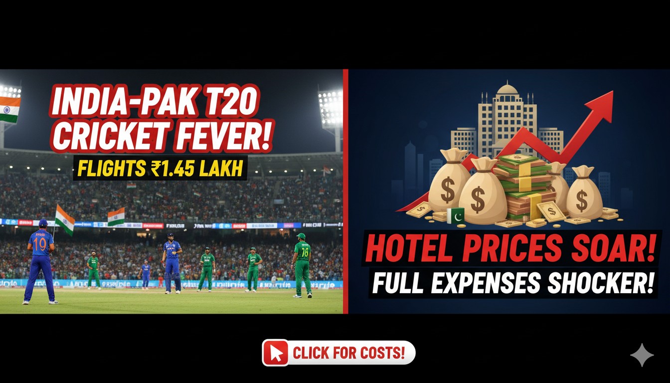 इंडिया vs पाकिस्तान T20 मैच के लिए कोलंबो की महंगी फ्लाइट और होटल बुकिंग, हाई प्राइस टिकट्स दिखाते हुए