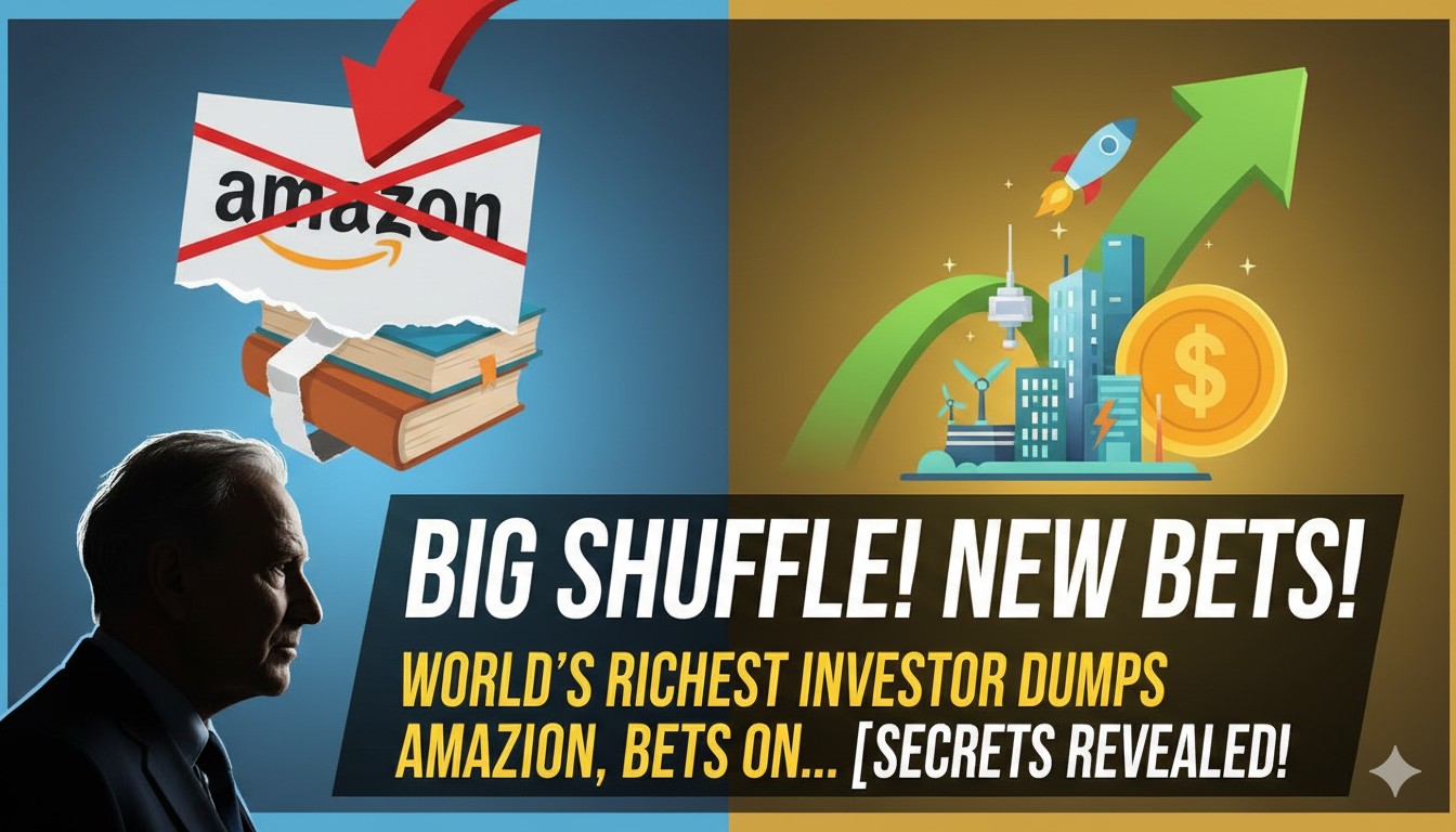 वॉरेन बफेट की बर्कशायर हैथवे कंपनी का पोर्टफोलियो शिफ्ट दिखाता ग्राफिक, अमेजन से दूरी और न्यूयॉर्क टाइम्स में नया निवेश