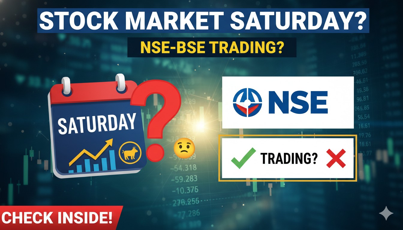 भारतीय शेयर बाजार NSE और BSE का शनिवार को बंद रहने का कैलेंडर दिखाता हुआ ग्राफिक